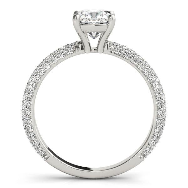 Platinum Cushion Diamond Pave Engagement Ring