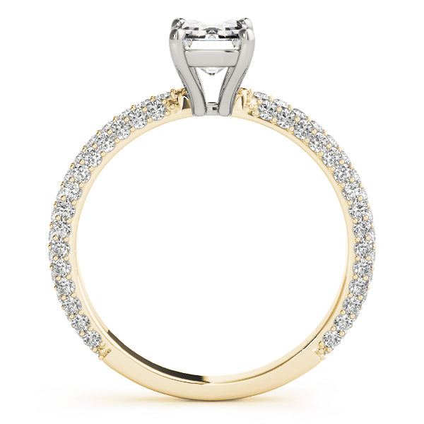 18K Yellow Gold Emerald Diamond Pave Ring