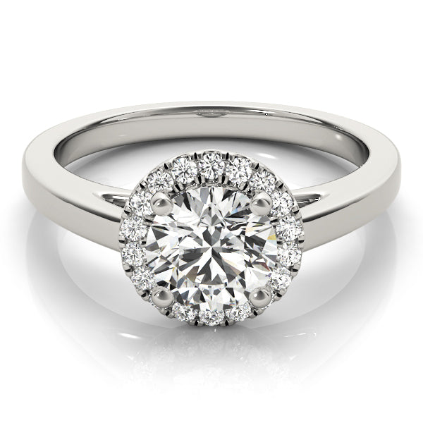 14K White Gold Round Diamond Halo Engagement Ring