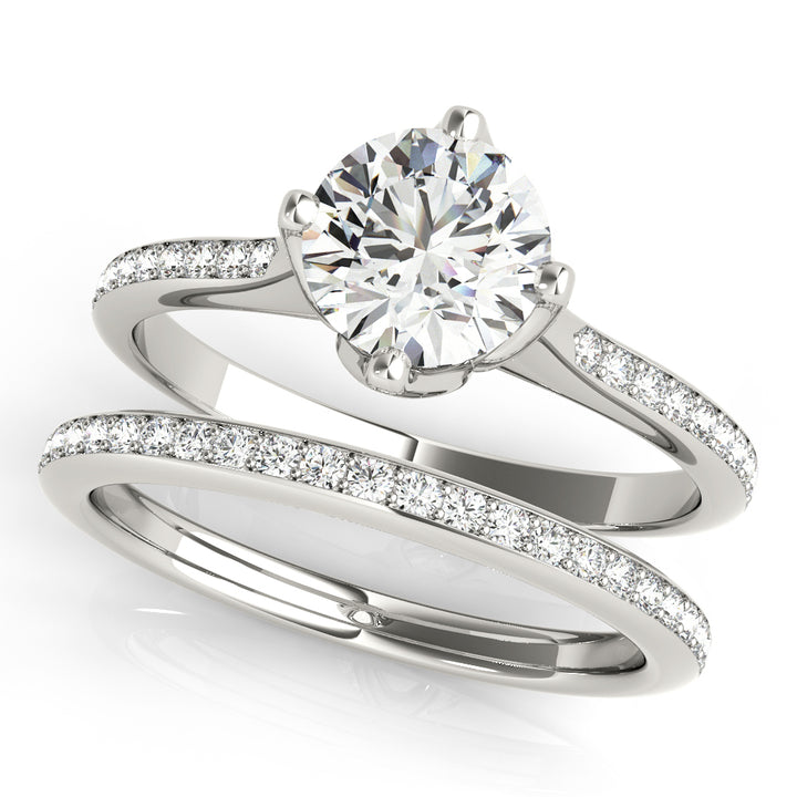18K White Gold 1 CT Diamond Single Row Engagement Ring