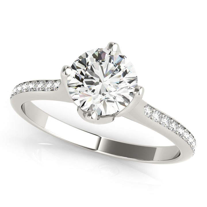 18K White Gold 1 CT Diamond Single Row Engagement Ring