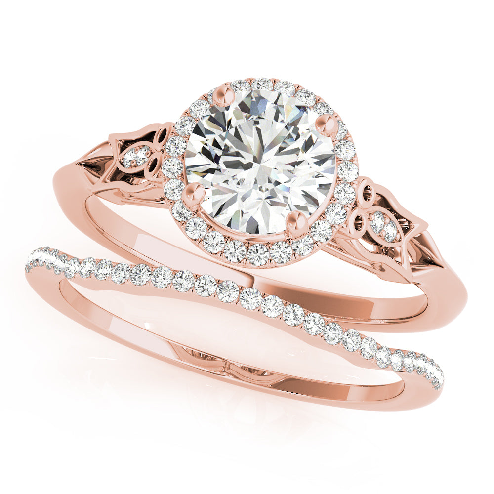 18K Rose Gold 1 CT Diamond Halo Ring