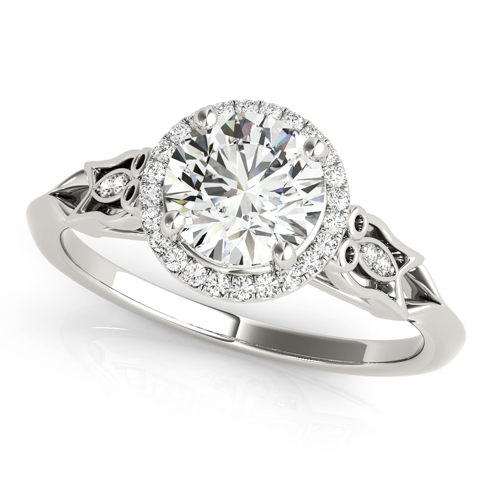 Platinum 1 CT Diamond Halo Engagement Ring