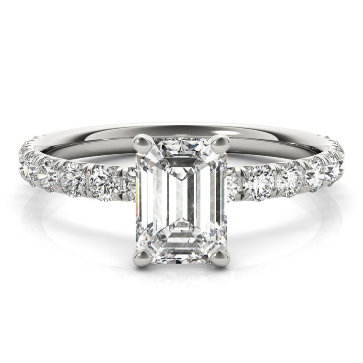 Platinum 1/2 CT Diamond Emerald Engagement Ring