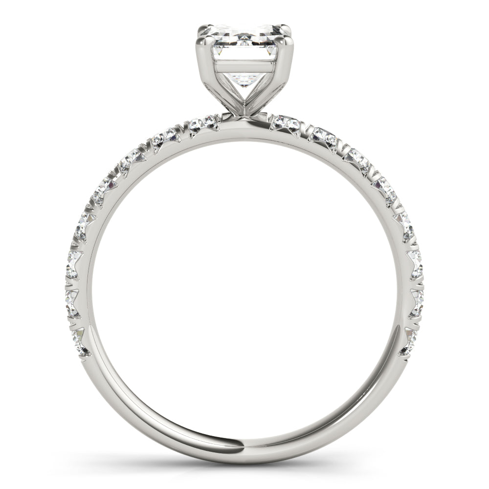 Platinum 1/2 CT Diamond Emerald Engagement Ring