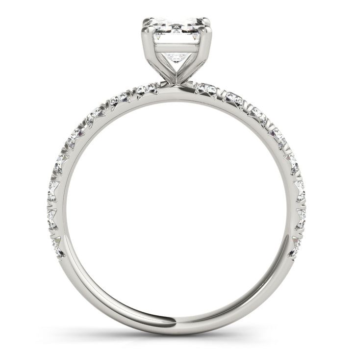 Platinum 1/2 CT Diamond Emerald Engagement Ring
