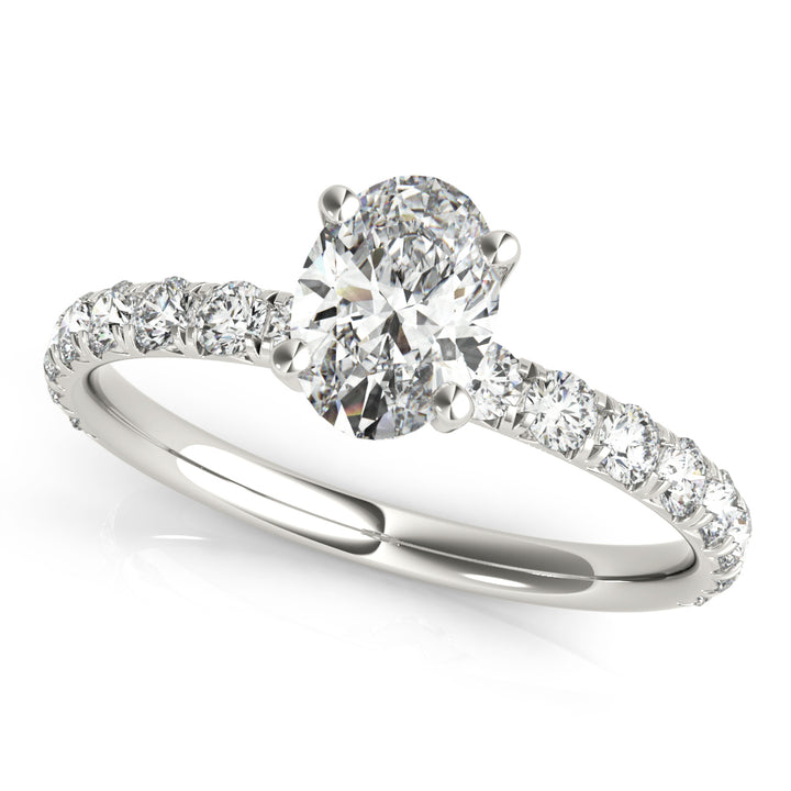 Oval Diamond Single Row Engagement Ring