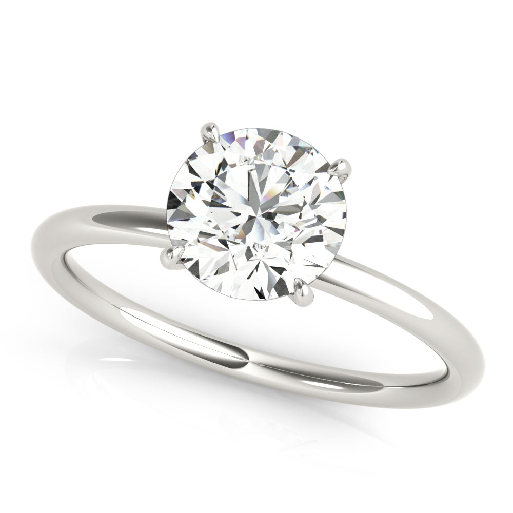 18K White Gold Round Diamond Halo Engagement Ring