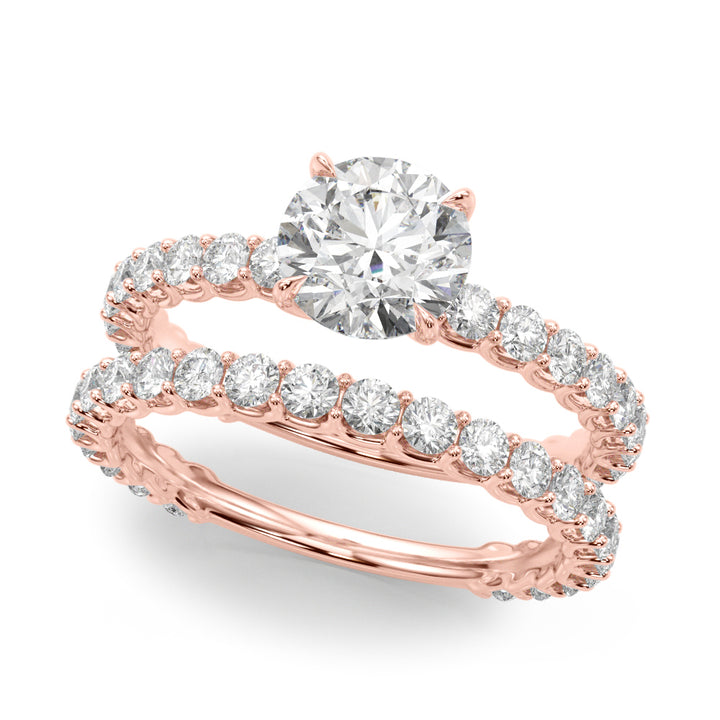 18K Rose Gold 1ct Diamond Single Row Engagement Ring
