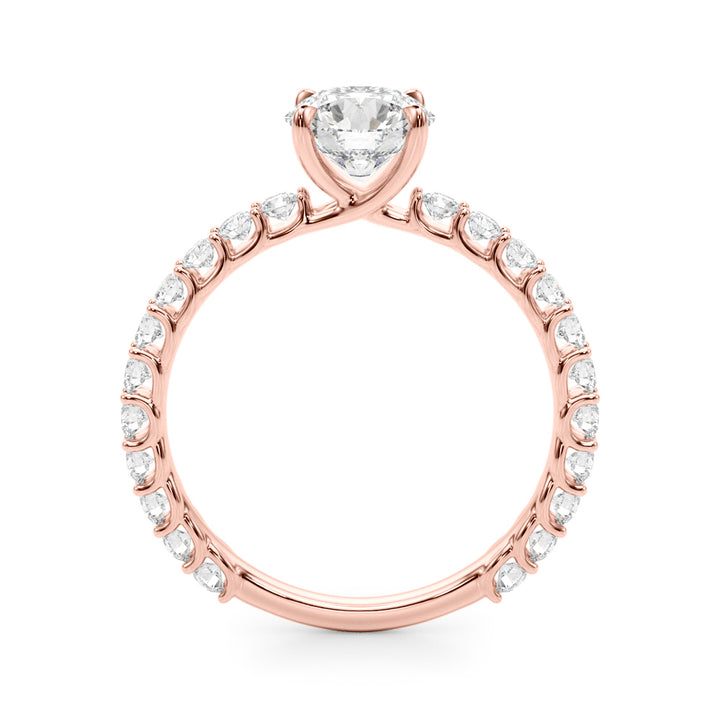 18K Rose Gold 1ct Diamond Single Row Engagement Ring