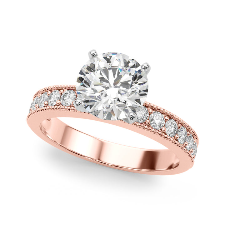 Rose Gold 14-Diamond Single Row Engagement Ring