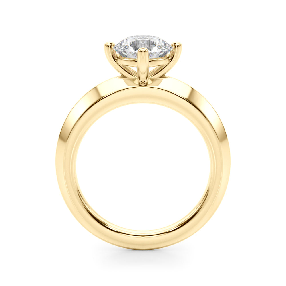 14K Yellow Gold 1ct Round Diamond Engagement Ring