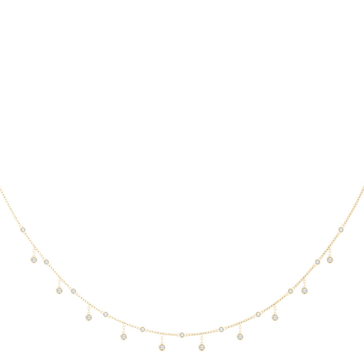 18K Yellow Gold Round Diamond Fashion Necklace