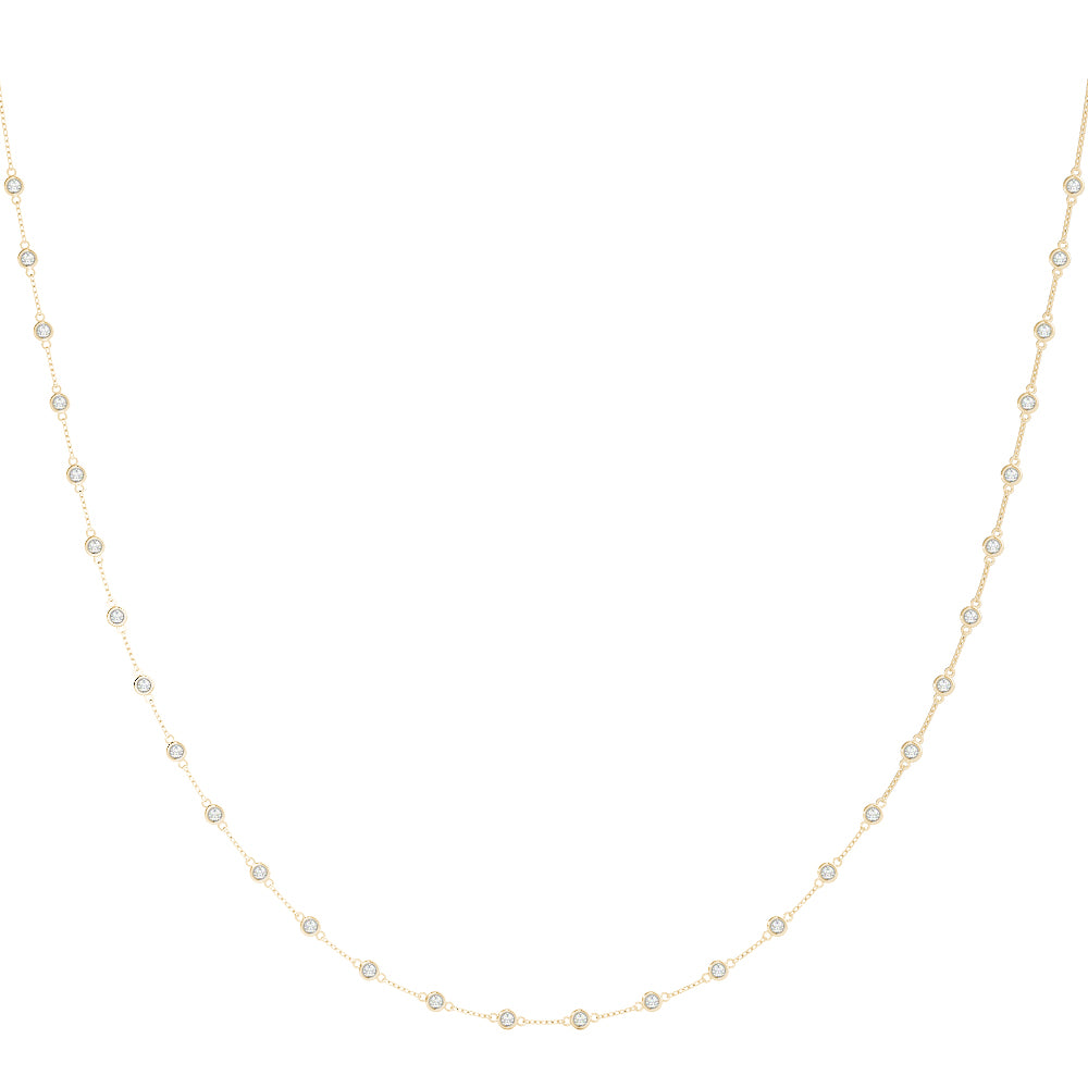 18K Yellow Gold Round Diamond Fashion Necklace
