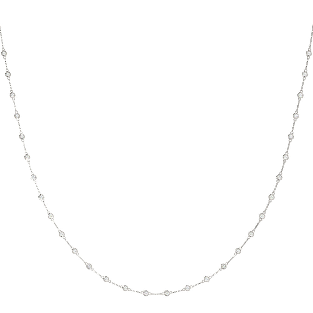18K White Gold Diamond Chain Pendant Necklace