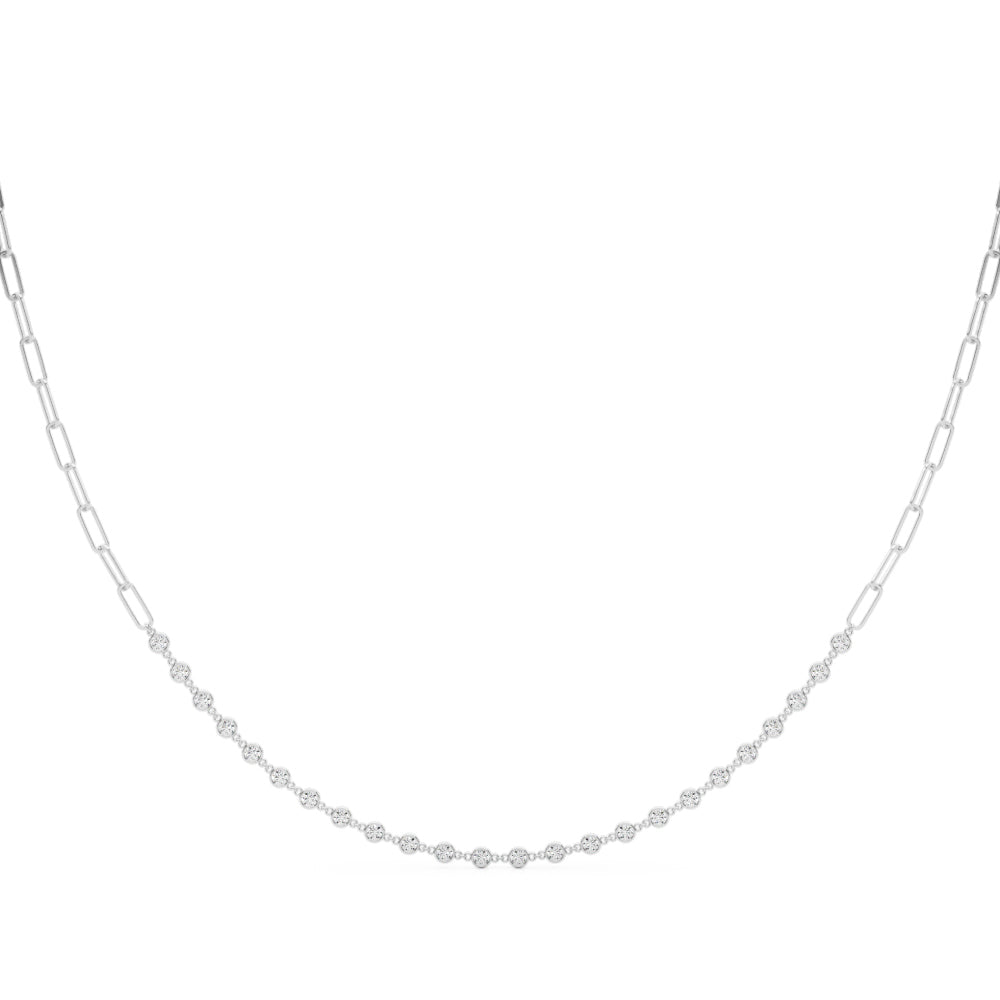 18K White Gold 0.81ctw Diamond Paper Clip Necklace