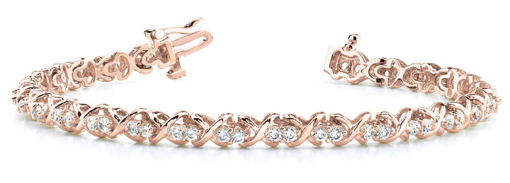 18K Rose Gold Round Diamond Fashion Bracelet