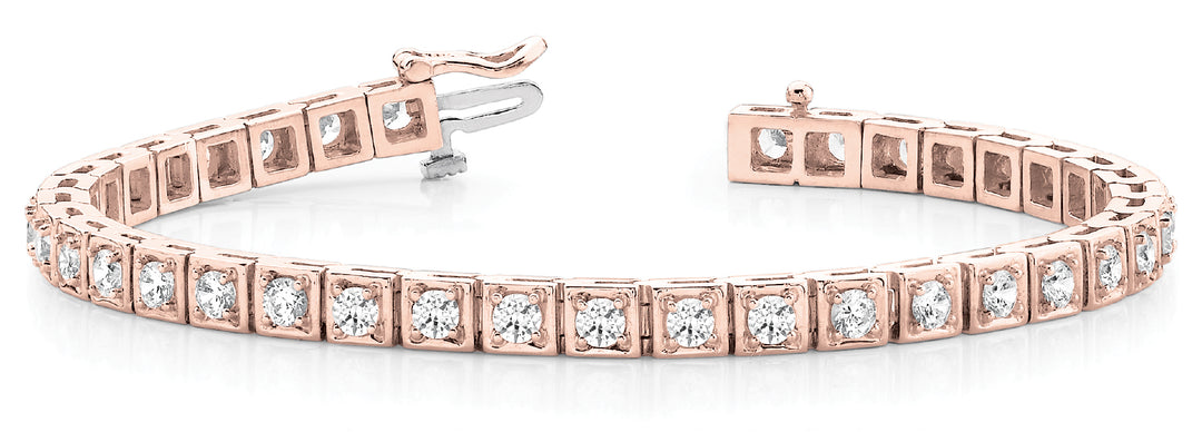 18K Rose Gold 1ctw Diamond In-Line Bracelet