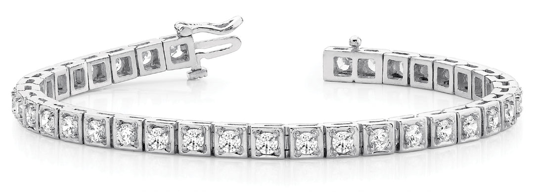 Round Diamond In Line Fashion Bracelet