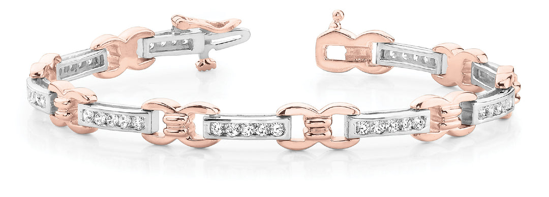 18K Rose Gold Round Diamond Fashion Bracelet