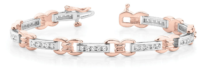 18K Rose Gold Round Diamond Fashion Bracelet