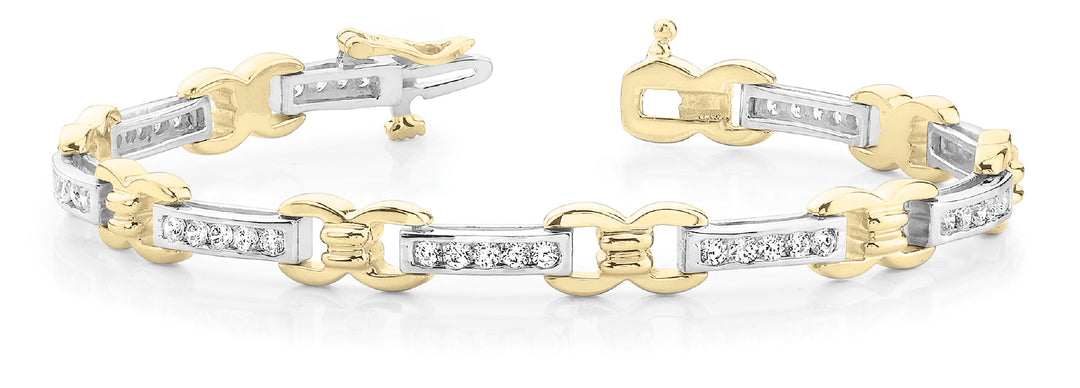 18K Yellow Gold Diamond Cluster Fashion Bracelet