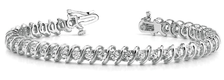 14K White Gold Diamond S-Link Fashion Bracelet