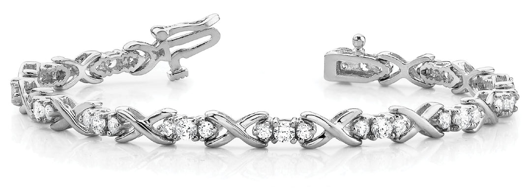 18K White Gold 2ctw Round Diamond In-Line Bracelet