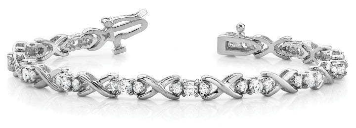 14K White Gold Round Diamond Fashion Bracelet