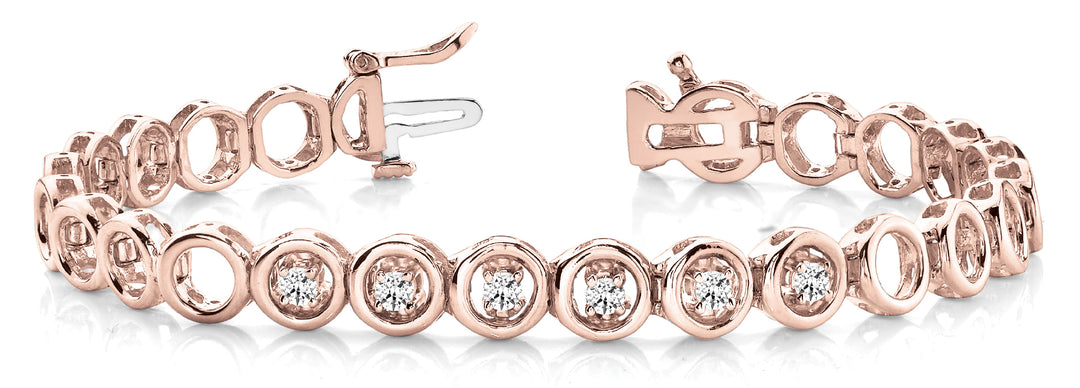18K Rose Gold 1/4 CT Diamond Line Bracelet