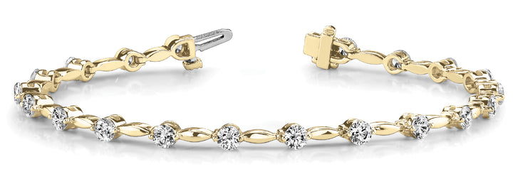 18K Yellow Gold Round Diamond Fashion Bracelet