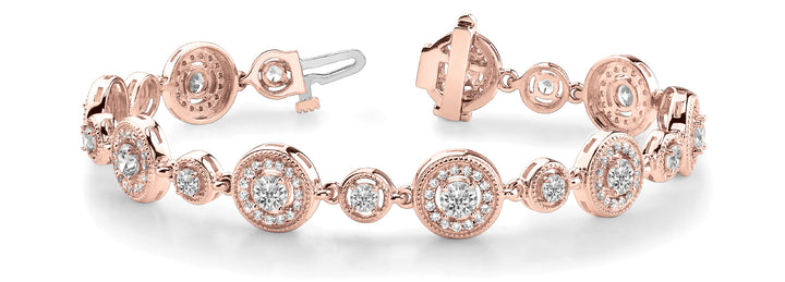 14K Rose Gold Vintage Diamond Bracelet