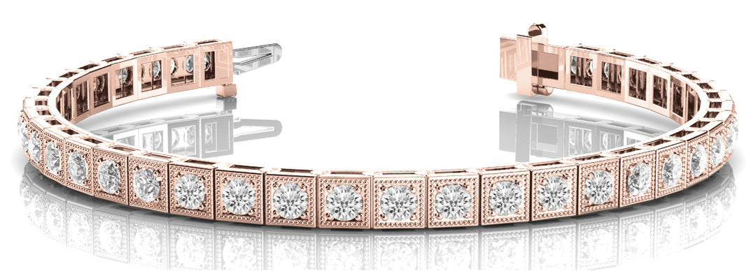 14K Rose Gold 7/8 ct tw Vintage Diamond Bracelet