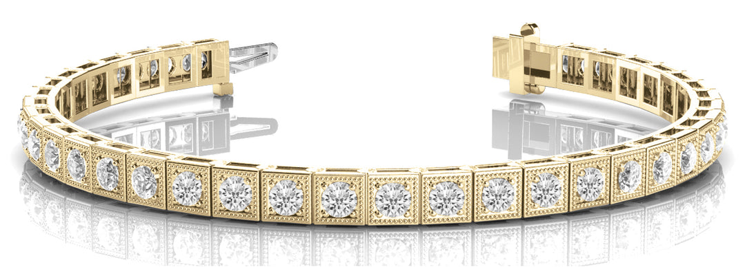 18K Yellow Gold 7/8 ct tw Vintage Diamond Bracelet