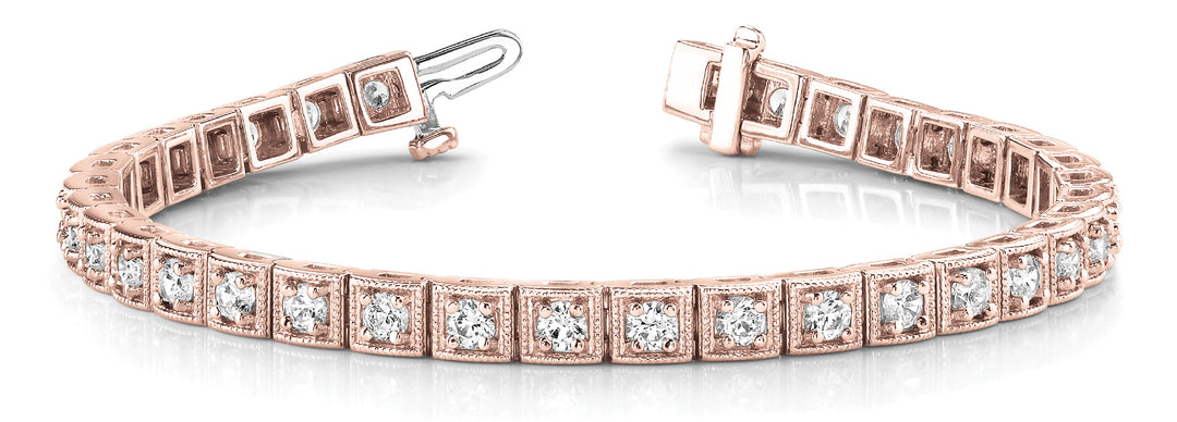 14K Rose Gold 1 5/8 ct tw Vintage Diamond Bracelet