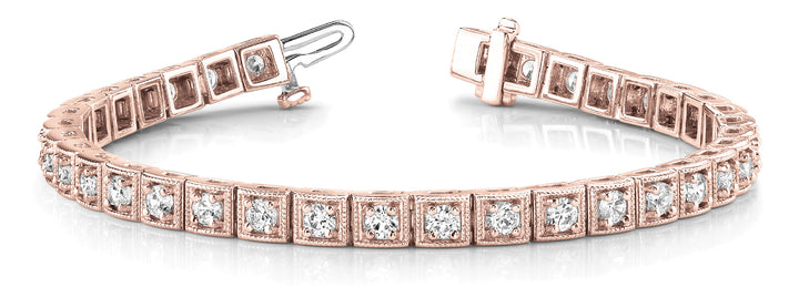 14K Rose Gold 1 5/8 ct tw Vintage Diamond Bracelet