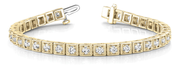 14K Yellow Gold 1 5/8 ct tw Vintage Diamond Bracelet