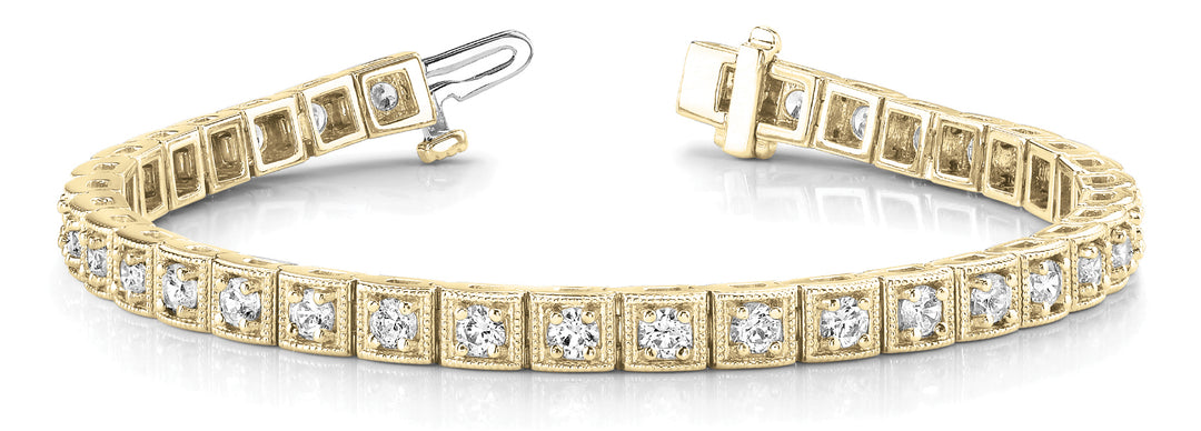 18K Yellow Gold 1 5/8 ct tw Vintage Diamond Bracelet