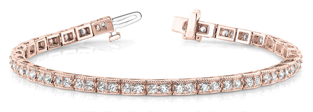 18K Rose Gold Vintage Diamond Tennis Bracelet