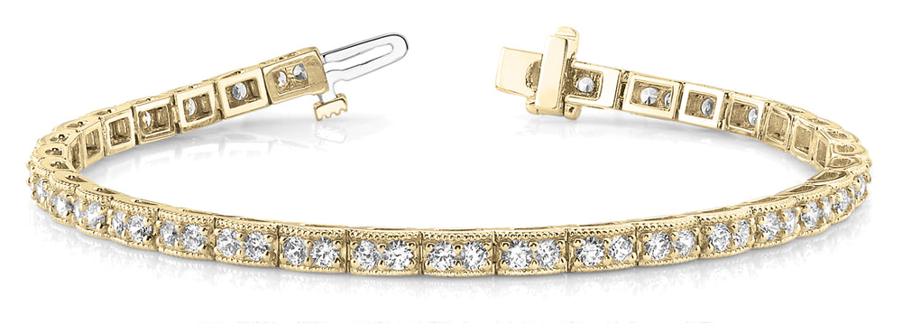 14K Yellow Gold Vintage Diamond Tennis Bracelet