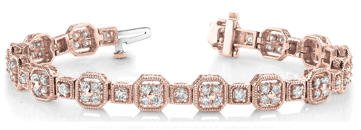 18K Rose Gold 2 ct tw Vintage Diamond Bracelet