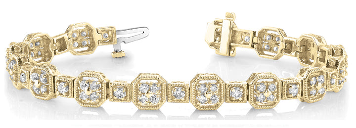 14K Yellow Gold 2 ct tw Vintage Diamond Bracelet