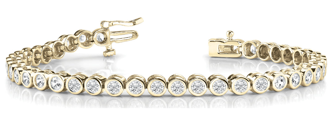 14K Yellow Gold 2ctw Round Diamond Line Bracelet