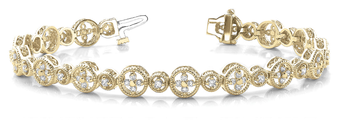 14K Yellow Gold 1 3/8 ct tw Vintage Diamond Bracelet
