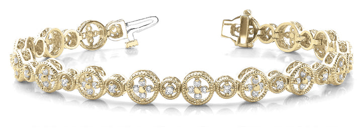 14K Yellow Gold Vintage Diamond Tennis Bracelet