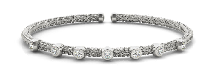 14K White Gold Round Diamond Fashion Bracelet