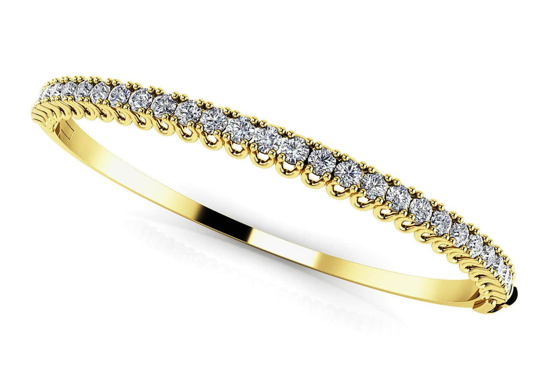 14K White Gold Diamond Fashion Bangle Bracelet