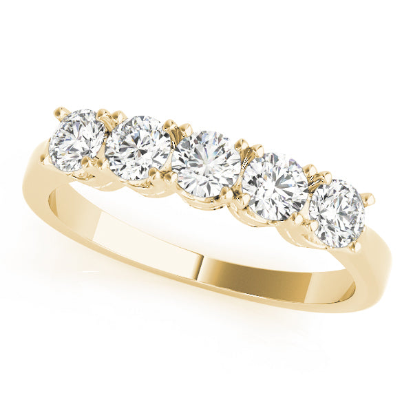 18K Yellow Gold 5-Stone Diamond Wedding Ring