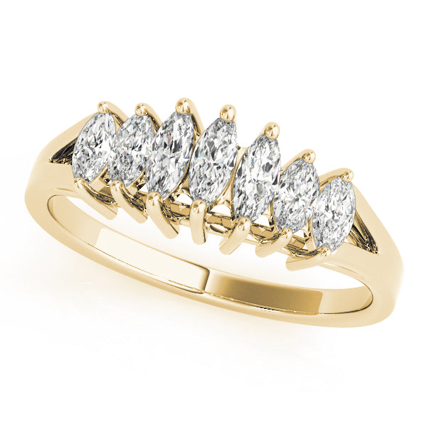 18K Yellow Gold Marquise Diamond Wedding Band