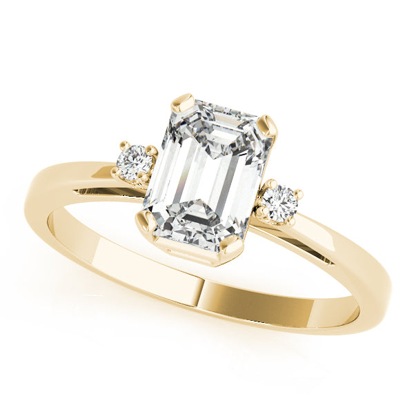 14K Yellow Gold Emerald Diamond Fashion Ring